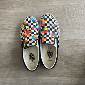 Checkered Vans with flowers